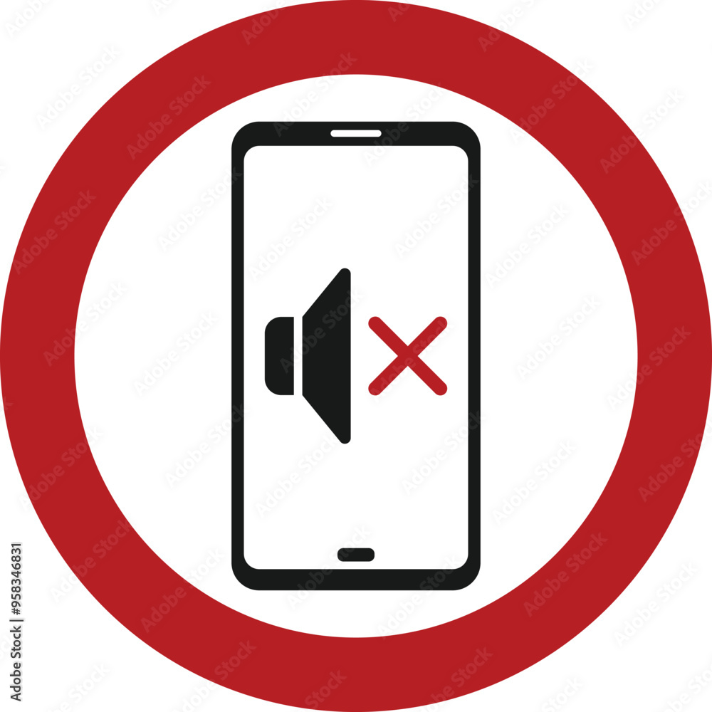 Warning sign Keep your phone in silent mode. Template sign with smartphone and speaker icon Warning sign Keep your phone in silent mode. Template sign with smartphone and speaker icon