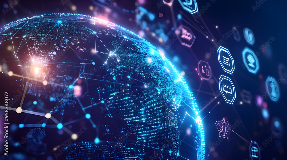 Obraz premium Digital Global Connections Network