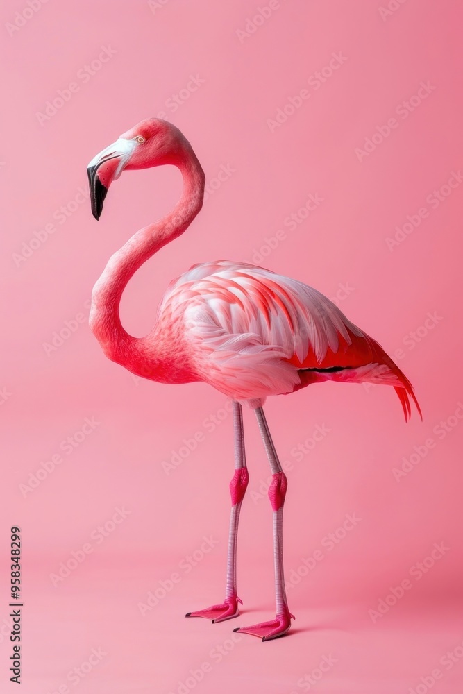 Fototapeta premium Flamingo side portrait animal bird.