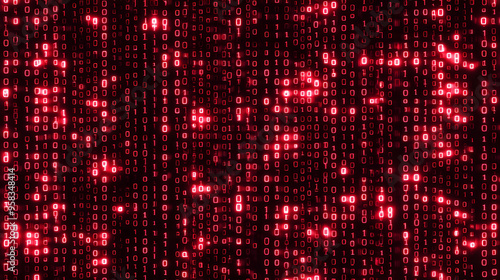 Red Binary Code Digital Matrix Display