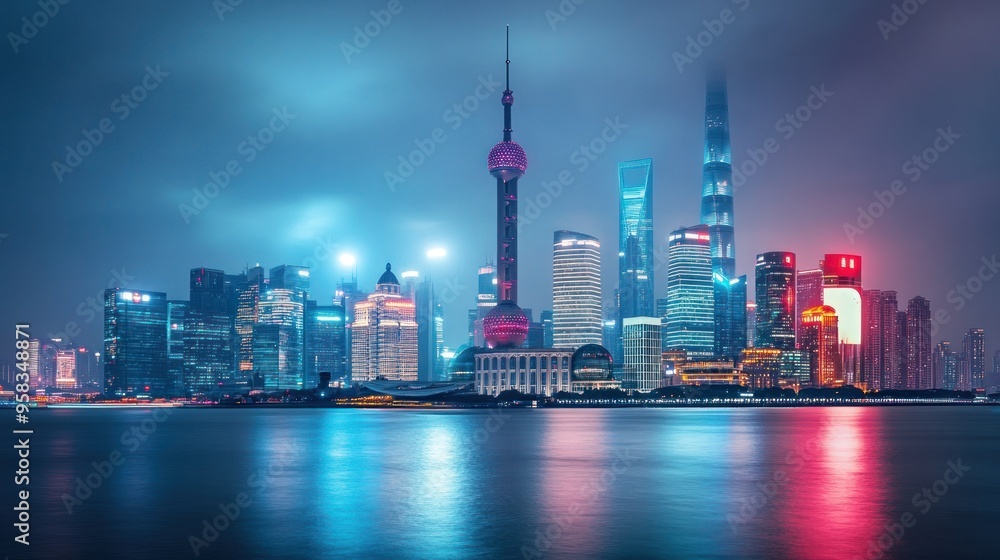 Obraz premium Shanghai Skyline at Night