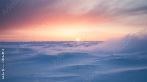 Arctic Sunset with Blowing Snow