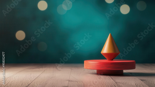 Spinning dreidel on a table, vibrant lighting, 3D illustration photo