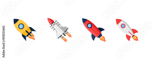 Rocket icon. Rocket icons set. Flat icon. Vector Illustration.