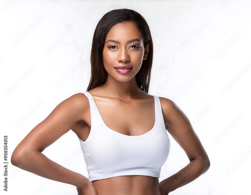 Portrait of a woman attractive and happy smiling attractive fitness model isolated over white background, studio shot Portrait of a woman attractive and happy smiling attractive fitness model isolated over white background, studio shot