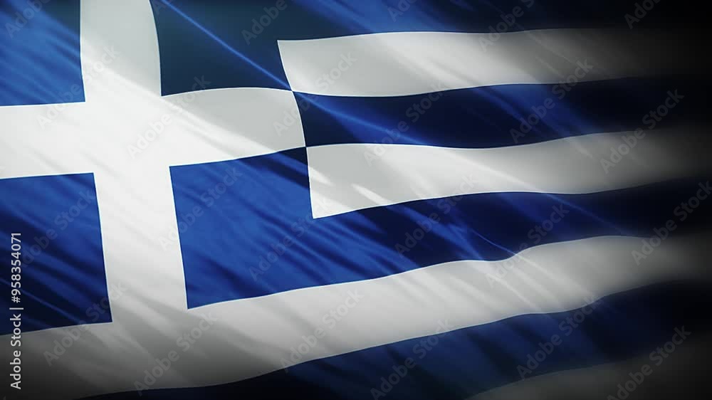 Greece Flag Waving in Full 4K Resolution. Realistic Closeup of the ...