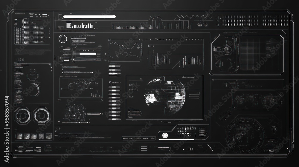 Fototapeta premium Futuristic Interface with Data Visualization