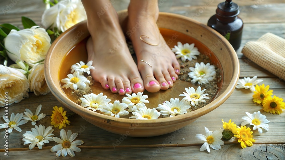 foot washing in spa before treatment foot washing in spa before treatment