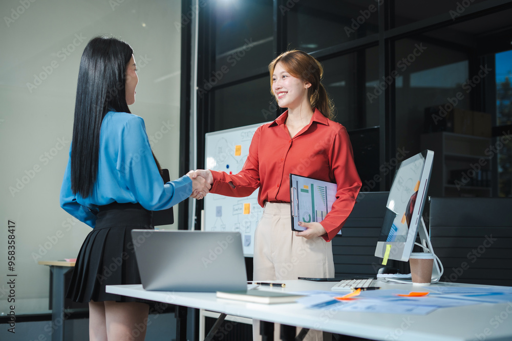 Successful business team, excited young woman Keeping up arms and showing positive emotions, happy working in modern office on computer. Successful business team, excited young woman Keeping up arms and showing positive emotions, happy working in modern office on computer.