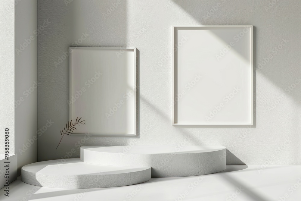 Fototapeta premium Frame mockup bathing indoors pottery.