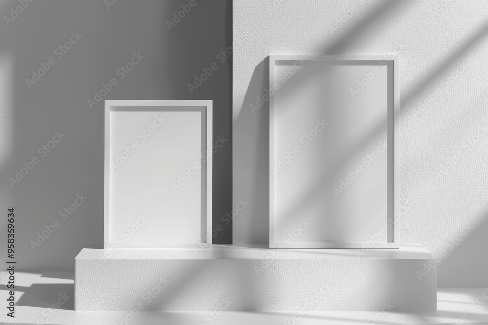 Fototapeta premium Picture frame mockup furniture cabinet mirror.