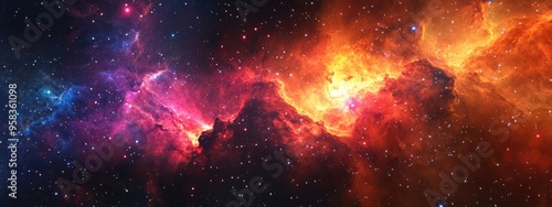 Colorful starry galaxy nebula in 3D cartoon rendering style