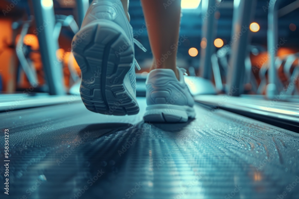 Woman running on a treadmill at the gym Woman running on a treadmill at the gym