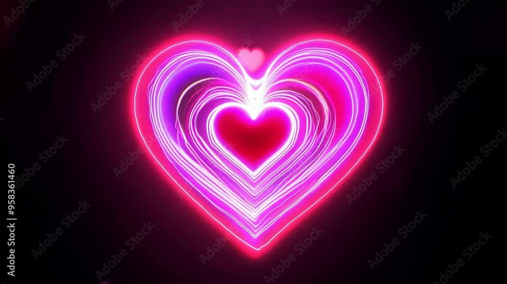 Neon Pink Heart with Vibrant Glow on Black Background Neon Pink Heart with Vibrant Glow on Black Background