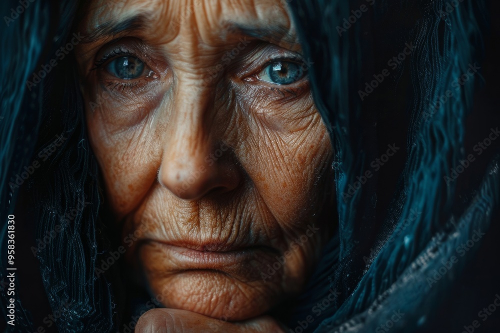 Senior woman wearing dark clothing Senior woman wearing dark clothing