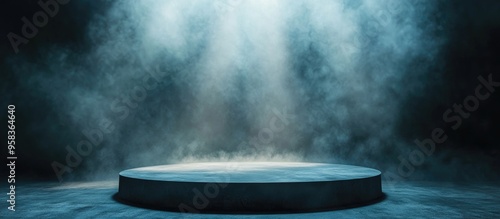 Creative background concept featuring an empty light surface with smoke or fog at the base Ample free space for copy Podium and stage setup