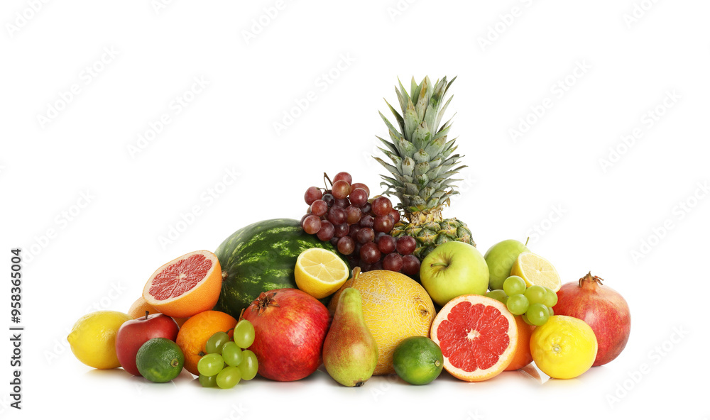 Many different fresh fruits isolated on white Many different fresh fruits isolated on white