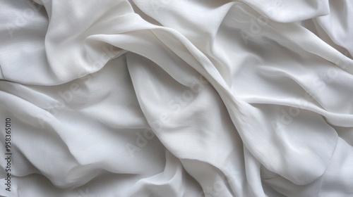 Close-up of crumpled fabric, capturing the interplay between the soft folds and the varied textures of the material.