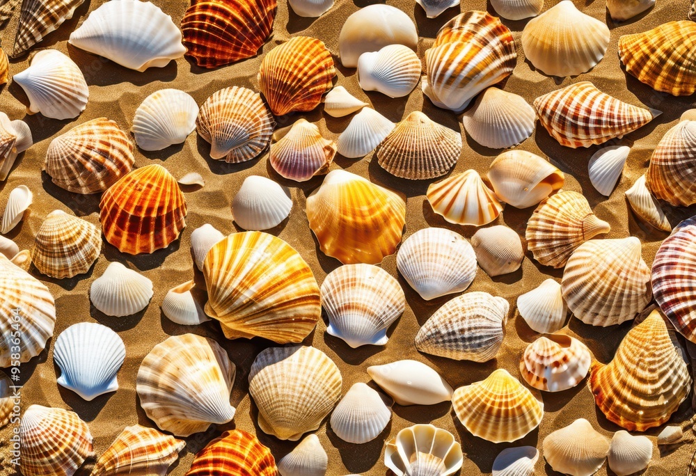 colorful seashell collection displayed sandy beach natural textures ocean vibes, coastal, marine, shore, nature, summer, vibrant, pattern, decor, design colorful seashell collection displayed sandy beach natural textures ocean vibes, coastal, marine, shore, nature, summer, vibrant, pattern, decor, design