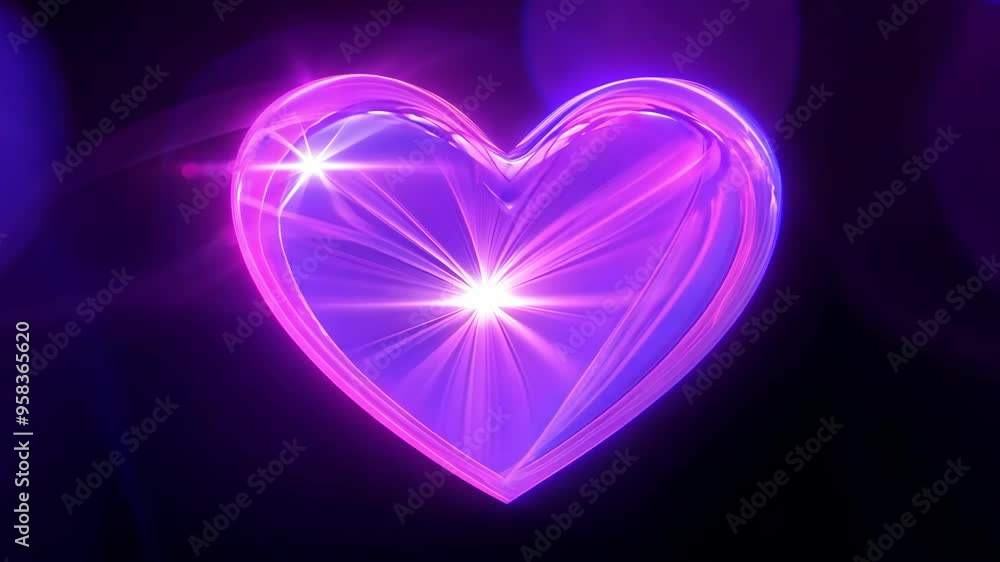 Purple Heart with Soft Mystical Glow on Black Background Purple Heart with Soft Mystical Glow on Black Background