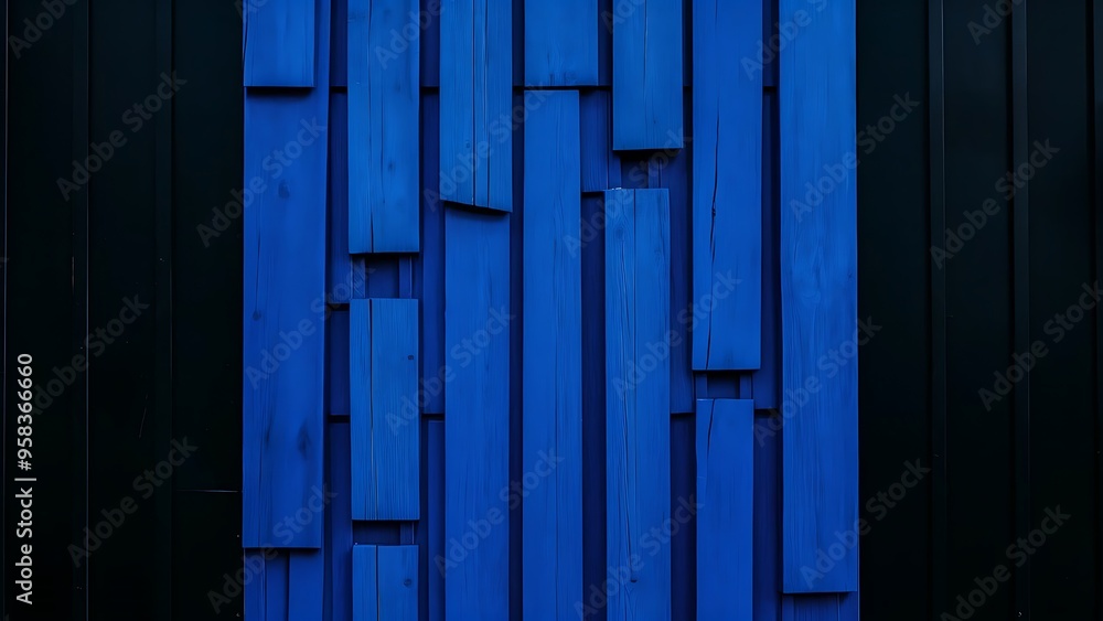 Blue striped wooden background on black Blue striped wooden background on black