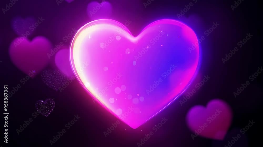 Purple-Pink Gradient Heart with Soft Glow on Black Background Purple-Pink Gradient Heart with Soft Glow on Black Background