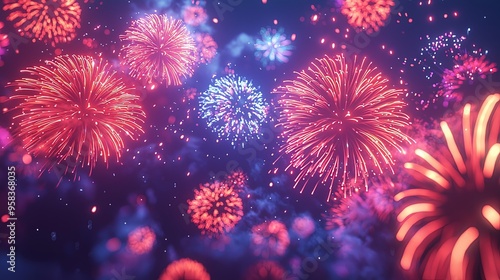 A breathtakingly vibrant night sky adorned with an array of dazzling fireworks illuminating the heavens with colorful brilliance and creating an awe-inspiring spectacle.