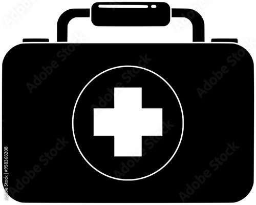 medicine illustration box silhouette bag logo care icon medical outline health pharmacy treatment kit help drug emergency safety first shape and vector graphic background