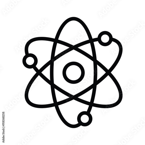 Atom symbol denoting concept icon of physics education in trendy style