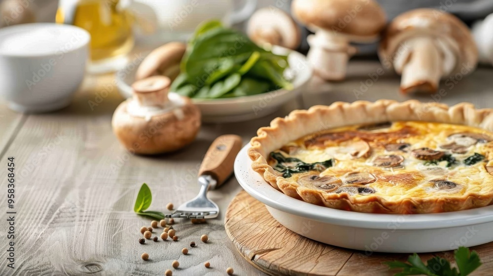 Button Mushroom and Spinach Quiche Button Mushroom and Spinach Quiche