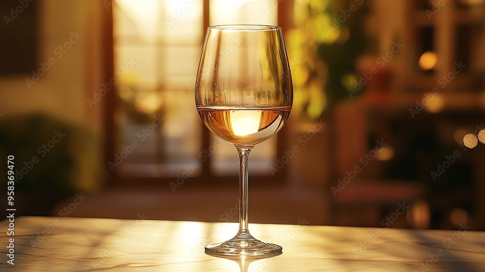 A sunlit glass of wine on a table, with a warm ambience enhancing the relaxed atmosphere of a cozy setting. A sunlit glass of wine on a table, with a warm ambience enhancing the relaxed atmosphere of a cozy setting.