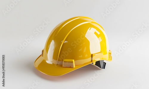 Yellow safety helmet isolated on white background.