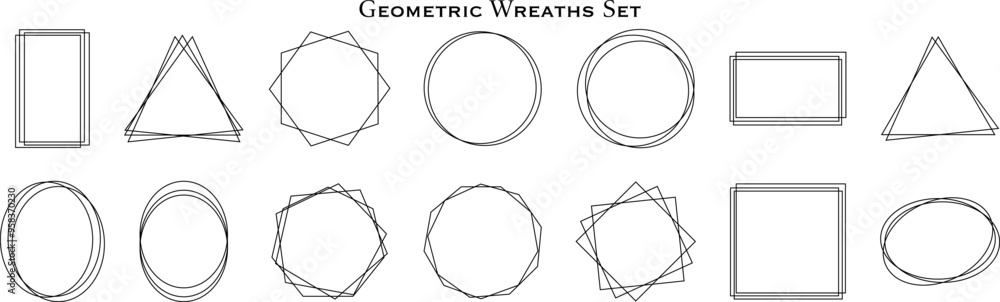 Geometric icons set. Geometric wreaths, frames, shapes. New vector collection. Web illustration. Geometric icons set. Geometric wreaths, frames, shapes. New vector collection. Web illustration.