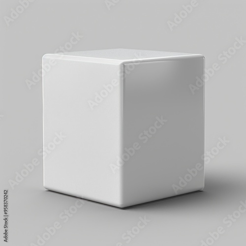 White Cube on Grey Background