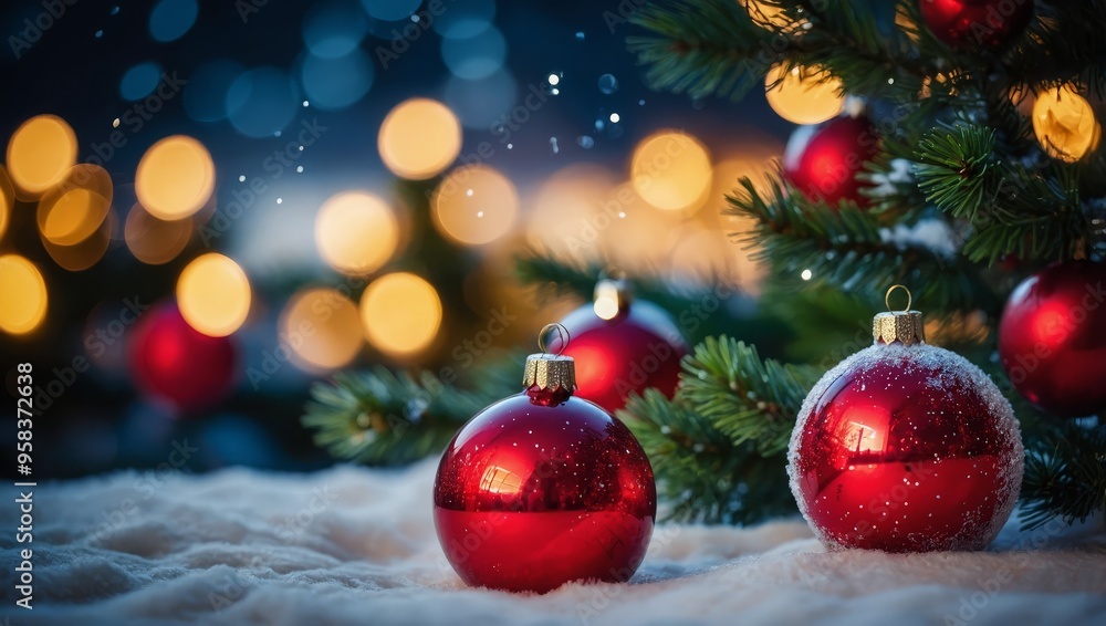 Christmas Tree with Red Balls and Stars Christmas Tree with Red Balls and Stars