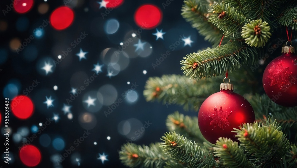 Christmas Tree with Red Balls and Stars Christmas Tree with Red Balls and Stars