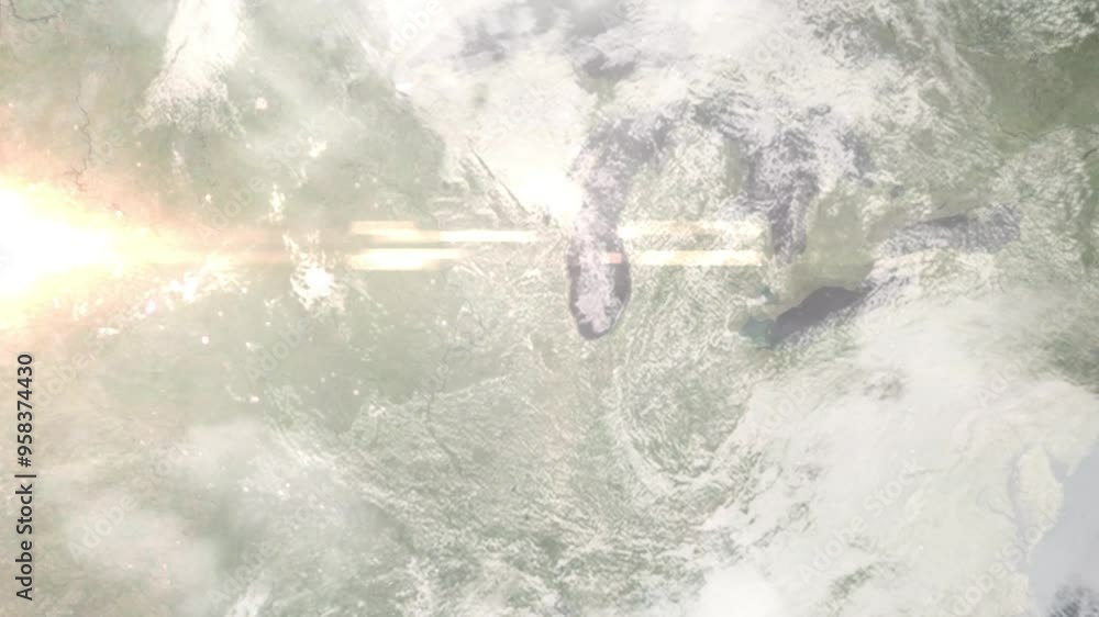 Earth zoom in from space and focus on Crystal Lake, Illinois, USA. Background for travel intro or blog. Satellite view. 3D style Animation. Images from NASA. Earth zoom in from space and focus on Crystal Lake, Illinois, USA. Background for travel intro or blog. Satellite view. 3D style Animation. Images from NASA.