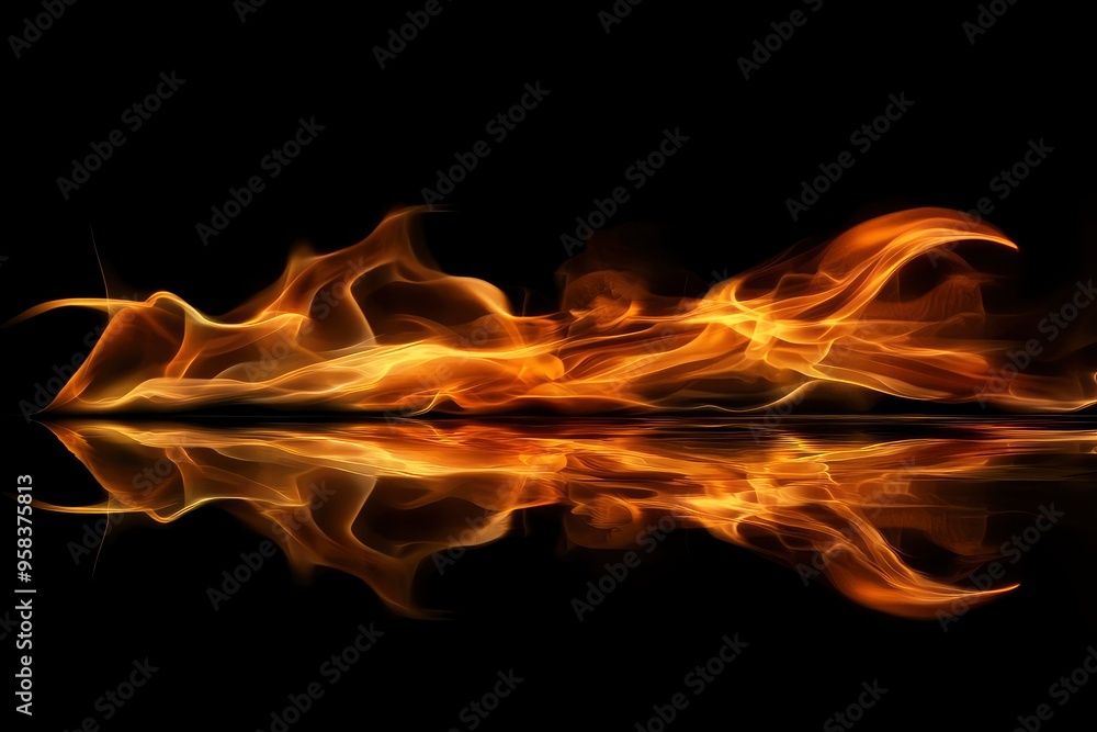 Fire flames on black background. Fire burn flame isolated, abstract texture. Flaming effect with burning fire , ai Fire flames on black background. Fire burn flame isolated, abstract texture. Flaming effect with burning fire , ai