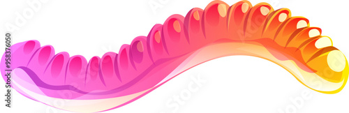 Jelly worm cartoon Halloween holiday sweets and dessert. Isolated vector colorful gummy candy. Trick or treat fruity marmalade confectionery for children, funny earthworm or snake kids party pastry