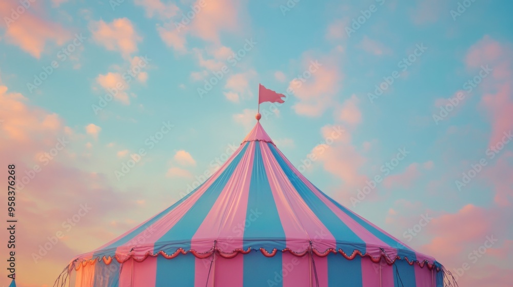 Vibrant soft pink and blue Circus Tent Featuring Magical Illumination with Dazzling Lights and Enchanting Atmosphere. Template for background, banner, card, poster Vibrant soft pink and blue Circus Tent Featuring Magical Illumination with Dazzling Lights and Enchanting Atmosphere. Template for background, banner, card, poster