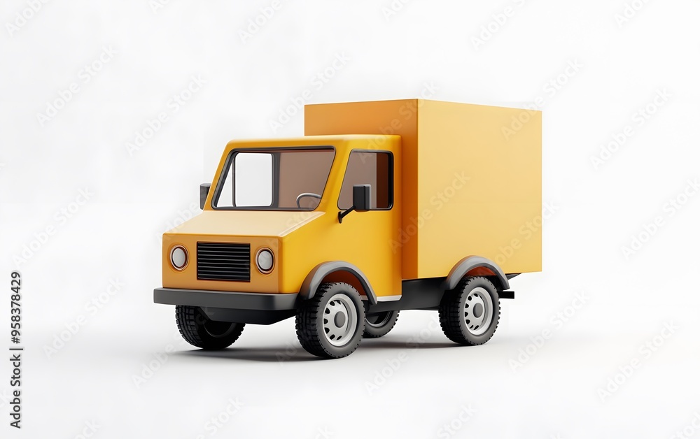 Bright yellow delivery truck on a clean background, perfect for transportation and logistics themes. Bright yellow delivery truck on a clean background, perfect for transportation and logistics themes.