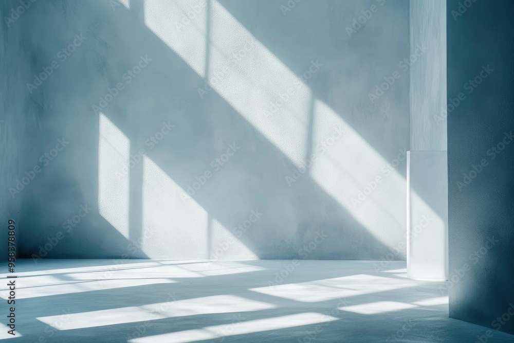 Fototapeta premium Abstract studio room with light and shadow from window background for product display presentation, ai