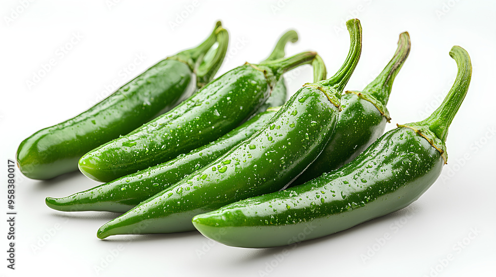 jalapeno peppers isolated on white background. Green chili pepper jalapeno peppers isolated on white background. Green chili pepper
