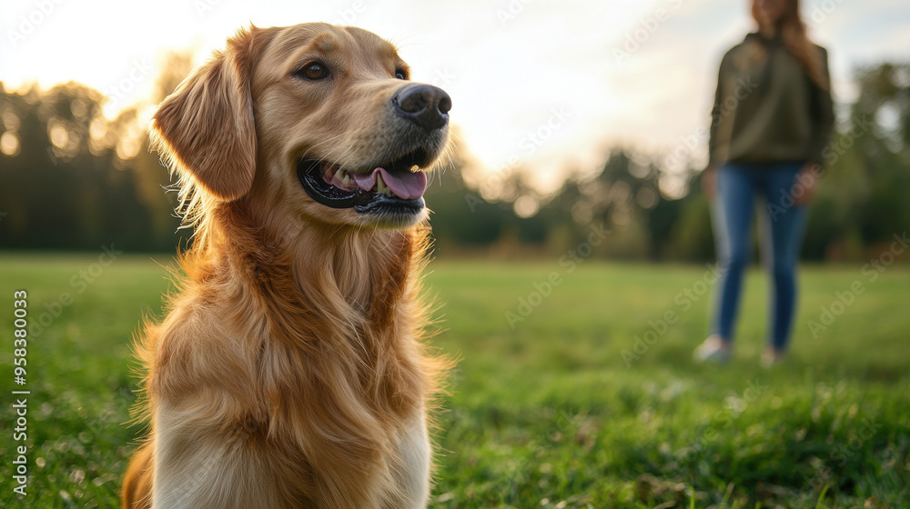 Golden Retriever Dog in a Field. Golden Retriever Dog in a Field.