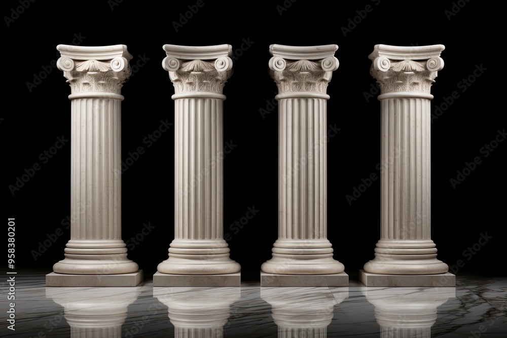 Supreme Court's marble columns, isolated on white background Supreme Court's marble columns, isolated on white background