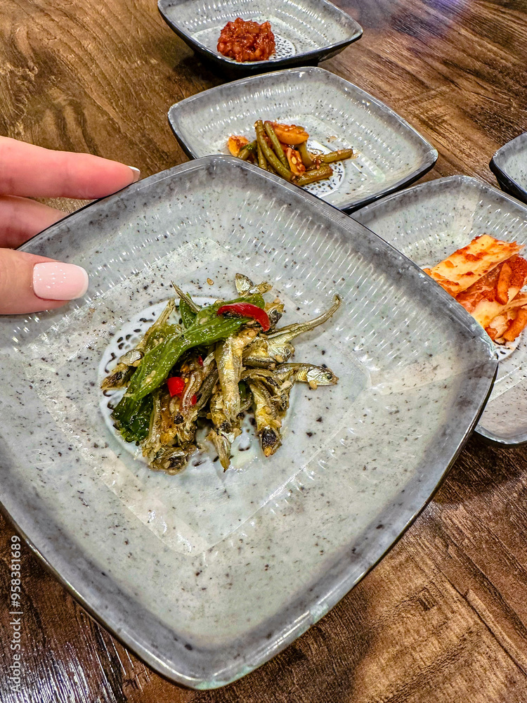 Korean foods served on a dining table. Perfect for photo illustration, article, or any cooking contents.
