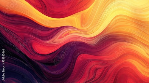 Line art illustration featuring an abstract design in vibrant shades of red yellow orange and maroon photo