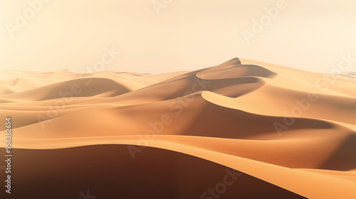 Golden Sand Dunes In Warm Desert Light