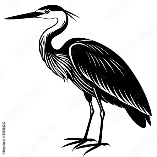 Heron vector silhouette on a white background 