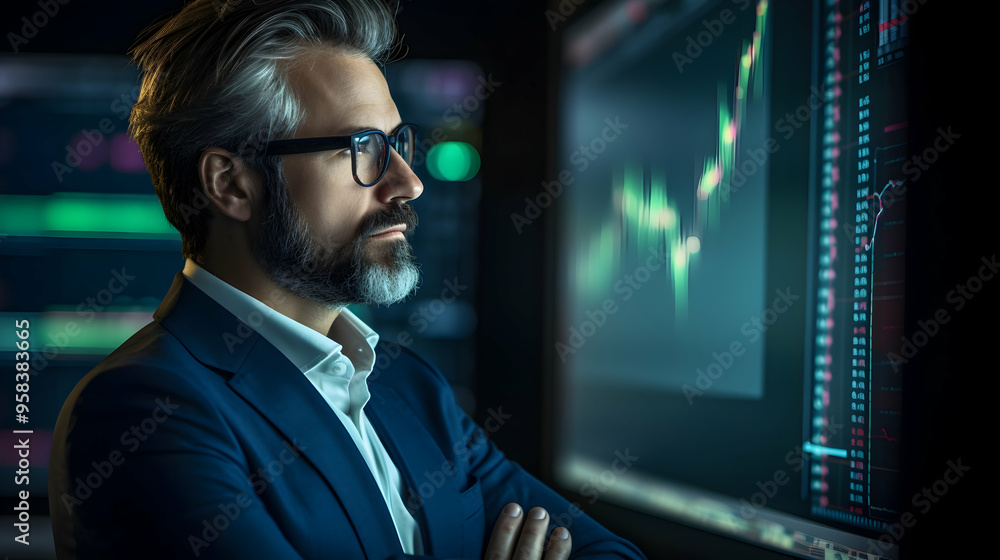 Financial analyst in a thoughtful pose Financial analyst in a thoughtful pose